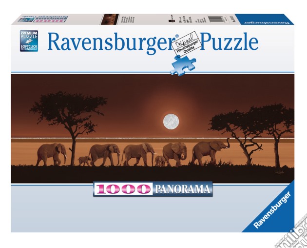 Puzzle 1000 pz - panorama: elefanti nella savana puzzle di RAVENSBURGER