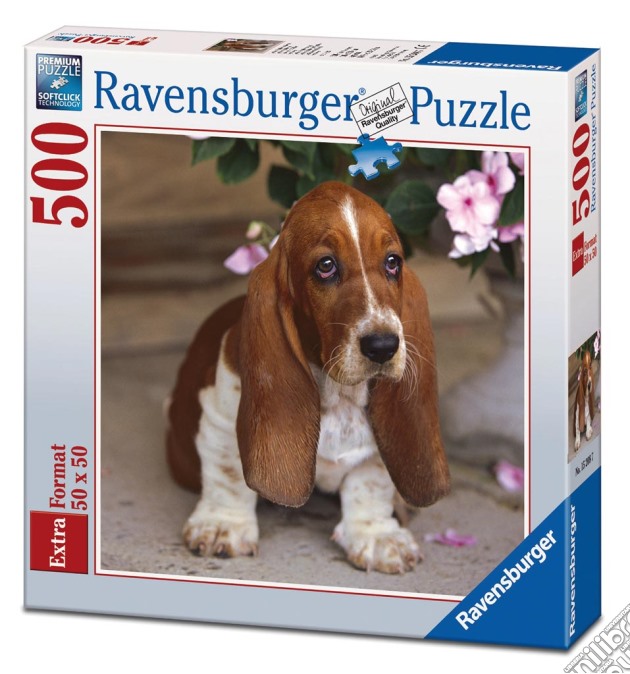 Puzzle 500 Pz Quadrati - Cucciolo Di Bassethound puzzle di RAVENSBURGER