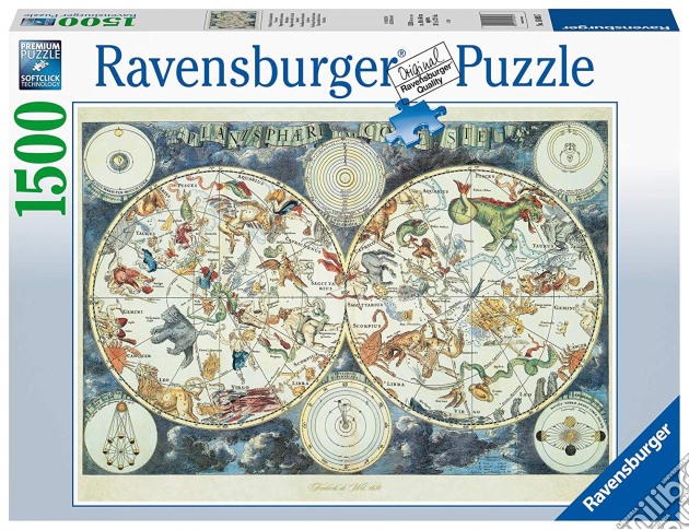 Ravensburger 16003 7 - Puzzle 1500 Pz - Mappa Del Mondo Di Animali Fantastici puzzle