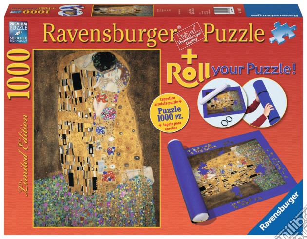 Ravensburger 19910 - Puzzle 1000 Pz + Tappetino Roll Your Puzzle - Klimt - Il Bacio puzzle