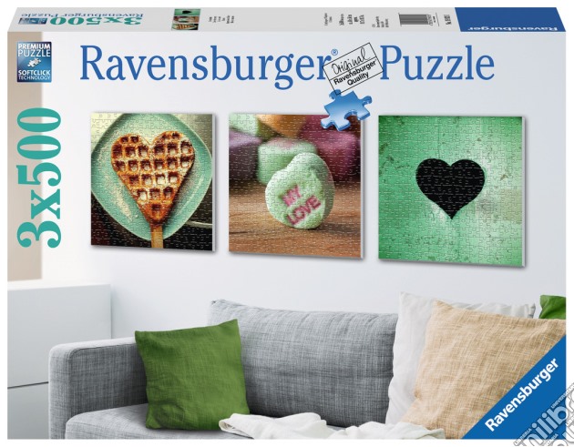 Ravensburger 19921 - Puzzle 3x500 Pz Quadrati - Tris Di Cuori puzzle di Ravensburger