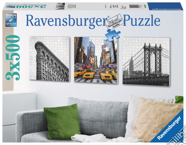 Ravensburger 19923 - Puzzle 3x500 Pz Quadrati - Impressioni Di New York puzzle di Ravensburger