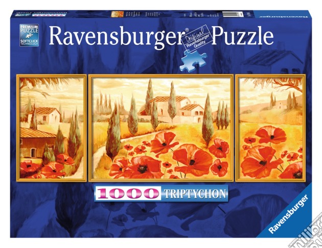 Puzzle 1000 pz - trittico: papaveri in toscana puzzle di RAVENSBURGER