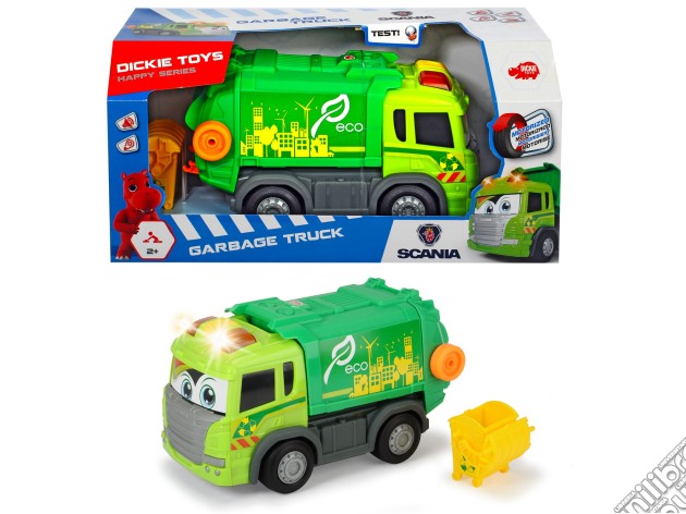 Dickie Toys - Happy Trucks Cm. 25, Con Luci E Suoni -3 Asst. (Camion Ecologia, Camion Lavori E Camion Pompieri) gioco di Dickie Toys
