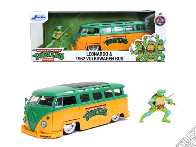 Turtles: 1962 Vw Bus 1:24 Con Personaggio Di Leonardo In Die-Cast gioco