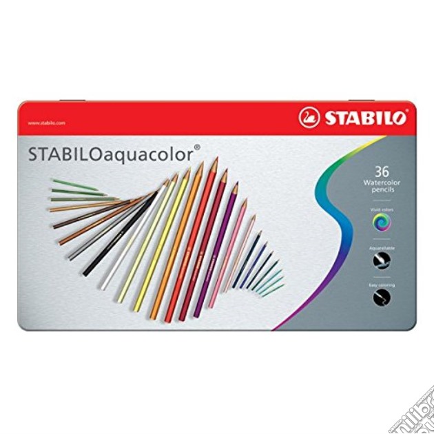Stabilo: Aquacolor Scatola Metallo 36 Matite Colorate Acquarellabili gioco di Stabilo