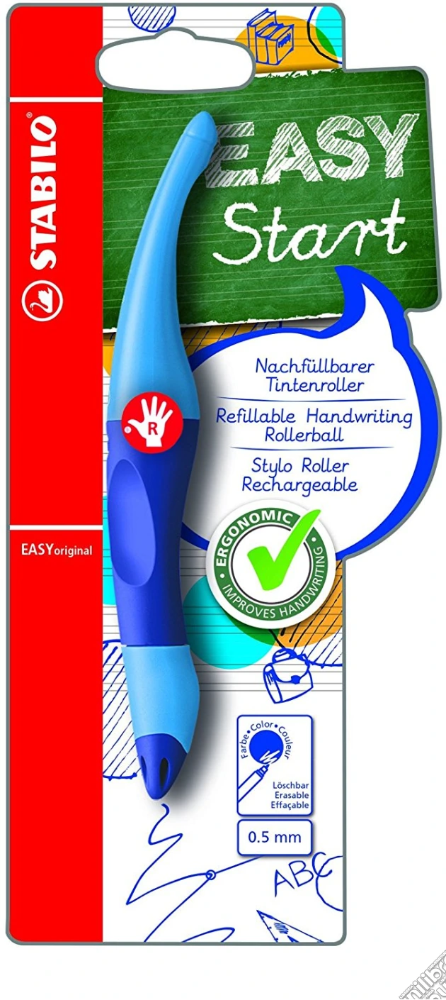 Stabilo Easyoriginal Start Penna Roller Ergonomica Per Destrorsi Blu Con 1 Ricarica Blu gioco di Stabilo