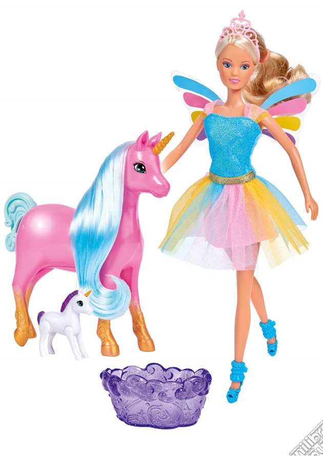 Simba Toys: Steffi Love - Welcome Unicorn, Incluso Unicorno Mamma E Unicorno Baby Cambiacolore gioco