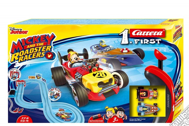 Carrera First - Mickey And The Roadster Racers - 2.9M With Flippers & Narrow Section Batteria gioco di Carrera