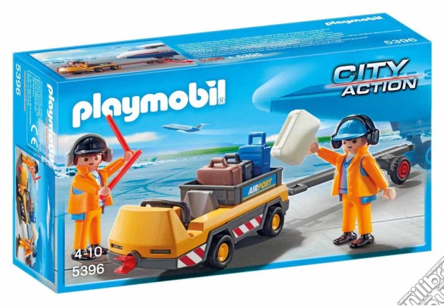 Playmobil 5396 - City Action - Veicolo Trasporto Bagagli Con Addetti Pista gioco