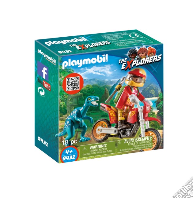 Playmobil 9431 - Dinos Explorer - Moto Da Cross E Raptor gioco di Playmobil