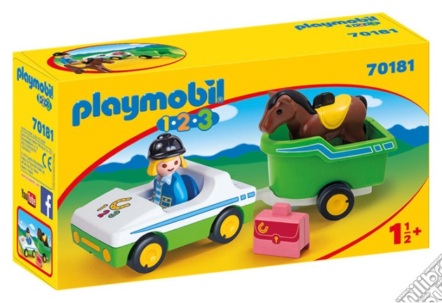 Playmobil 70181 - Auto Con Trasporto Cavalli 1.2.3 gioco di Playmobil