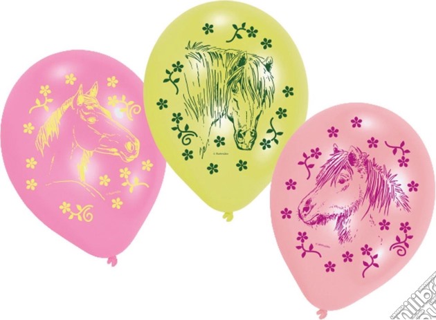 6 Latex Balloons Charming Horses 22.8 Cm/9'' gioco