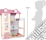 Casa delle bambole Tetto rosa, a 3 piani, girevole giochi