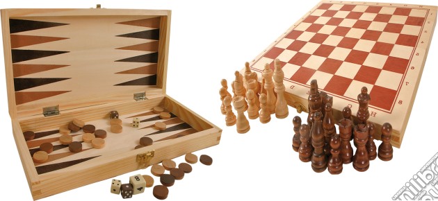 Giochi classici in valigetta di legno 3 in 1 gioco