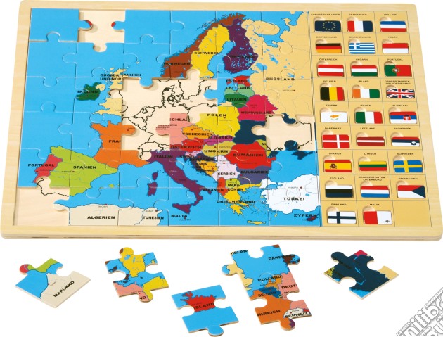 Puzzle con cornice «Europa con bandiere» gioco