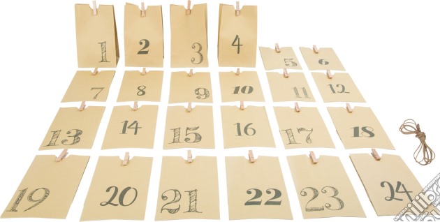 Calendario dell'Avvento Sacchettini di carta, naturale gioco
