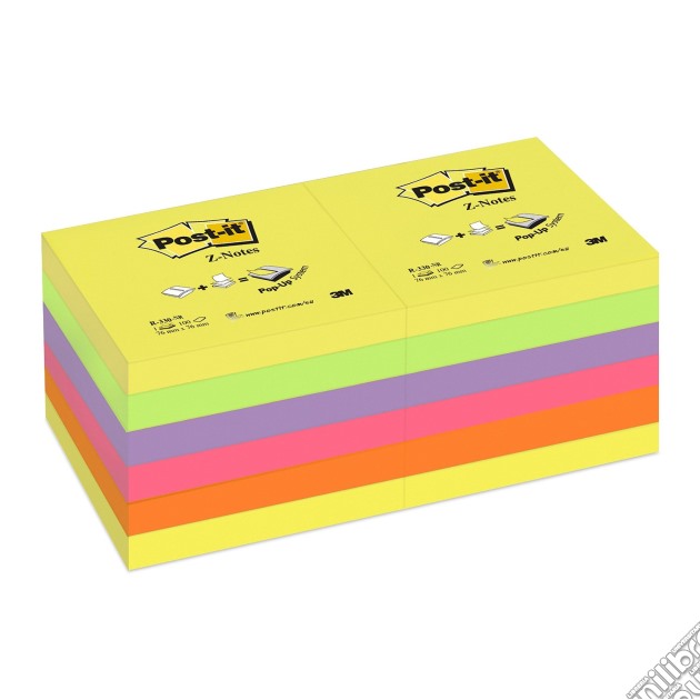 3M Post-it - 100 Foglietti Per Dispenser Z-notes - Colori Neon Assortito gioco di 3M