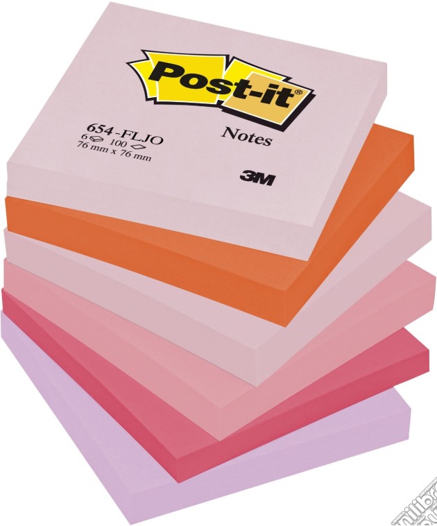 3M Post-it - 100 Foglietti Post-it Colori Assortiti Joy (Rosa Pastello, Arancio Neon, Rosa Neon, Fucsia Ultra) 76x76mm gioco di 3M