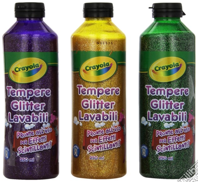 Crayola Tempere Glitter Lavabili 3x250ml gioco di CREA