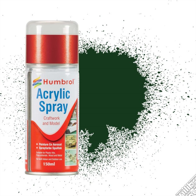 Humbrol: No 3 Brunswick Green Acrylic Hobby Sprays 150ML (Vernici Acriliche) gioco di Humbrol