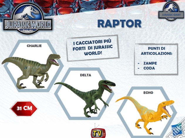 Jurassic World - Titan Dino - Raptor 31 Cm (un articolo senza possibilità di scelta) gioco di Hasbro