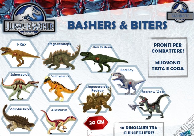 Jurassic World - Bashers And Biters - Dinosauro 20 Cm (un articolo senza possibilità di scelta) gioco di Hasbro
