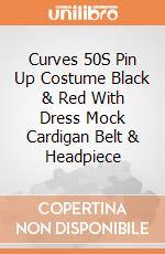 Curves 50S Pin Up Costume Black & Red With Dress Mock Cardigan Belt & Headpiece gioco di Smiffy'S