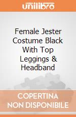 Female Jester Costume Black With Top Leggings & Headband gioco