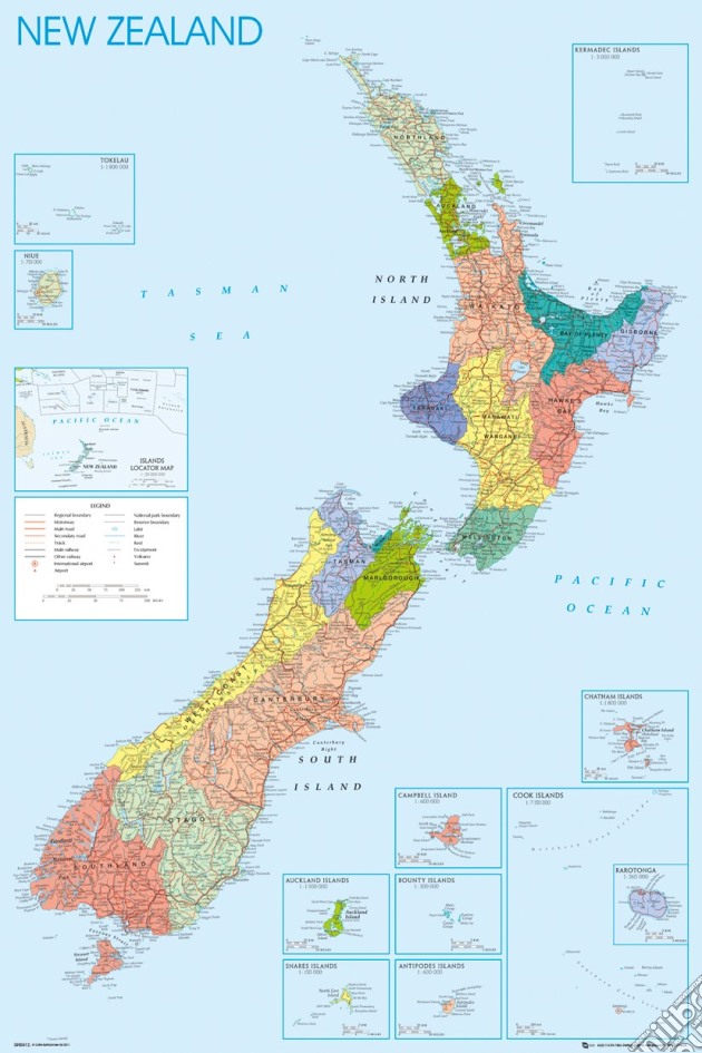 New Zealand - Map (Poster Maxi 61x91,5 Cm) gioco di GB Eye