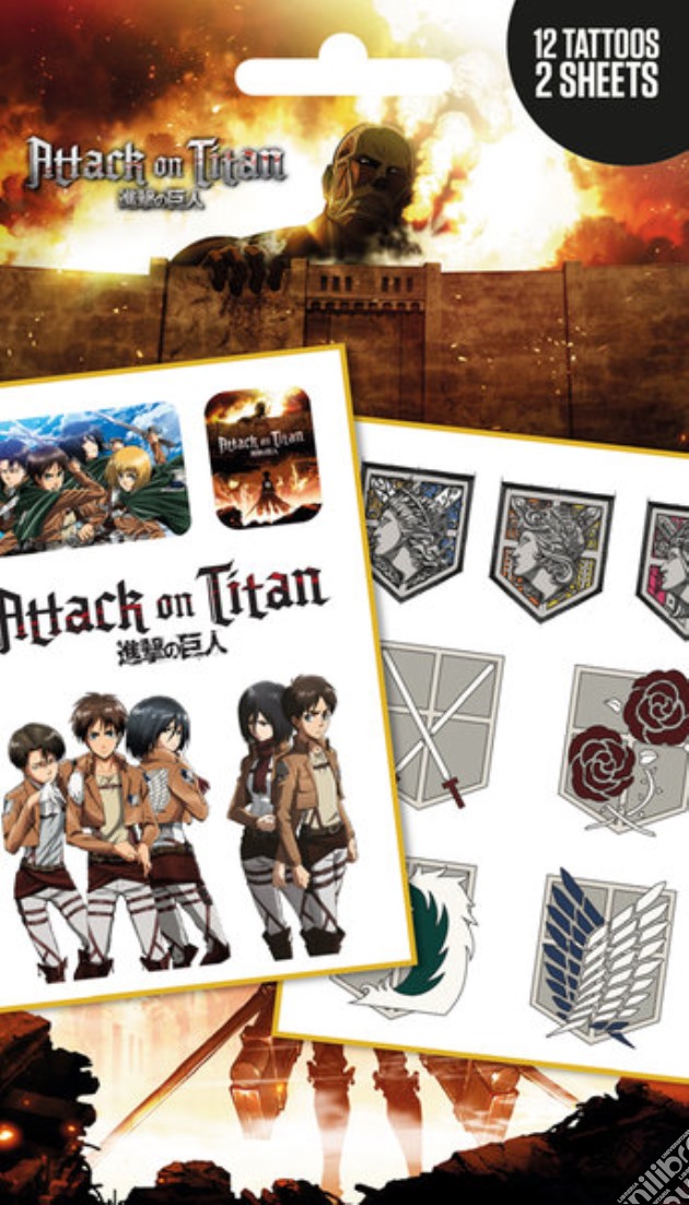 Attack On Titan - Logo'S And Characters (Temporary Tattoo) gioco di GB Eye