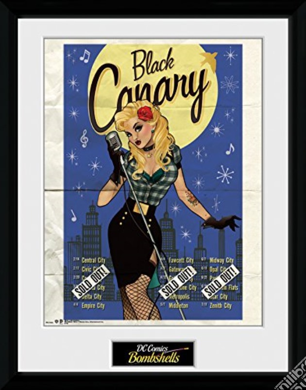 Dc Comics Bombshells - Black Canary - Framed Photo 30x40 Cm gioco