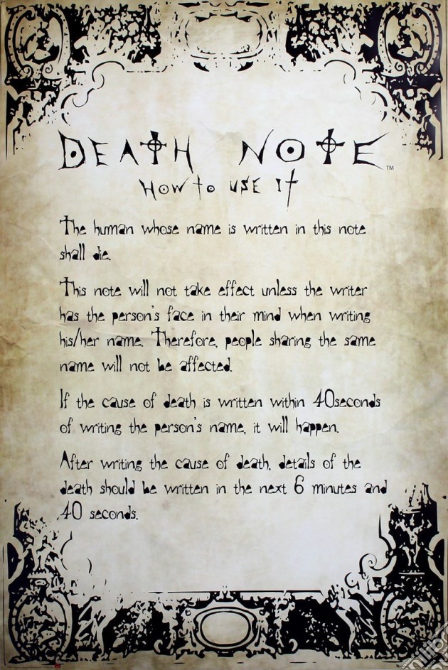 Death Note - Rules (Poster Maxi 61x91,5 Cm) gioco di GB Eye