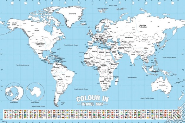 World Map - Colour In (Poster Maxi 61x91,5 Cm) gioco di GB Eye