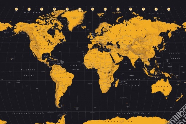 World Map - Gold (Poster Maxi 61x91,5 Cm) gioco di GB Eye