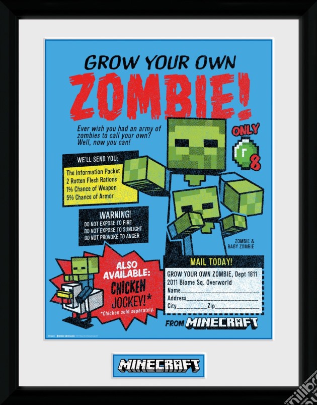 Minecraft - Grow Your Own Zombie (Stampa In Cornice 30x40cm) gioco di GB Eye