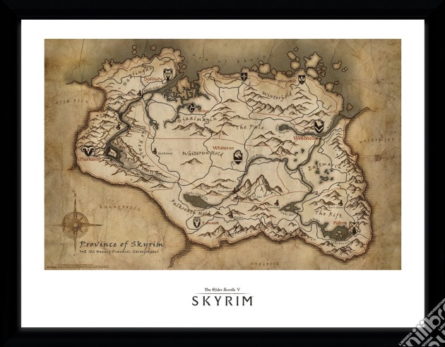 Skyrim - Map (Stampa In Cornice 30x40 Cm) gioco di GB Eye