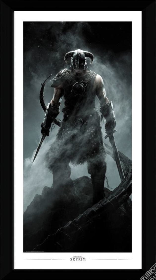 Skyrim - Dragonborn (30Mm Black) (Stampa In Cornice 50x100 Cm) gioco