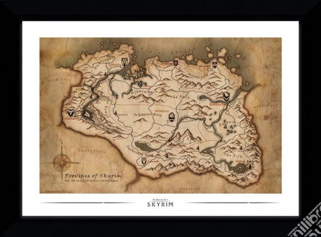 Skyrim - Map (30Mm Black) (Stampa In Cornice 50x70 Cm) gioco
