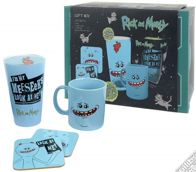 Rick And Morty - Meeseeks 2018 (Set Bicchiere Colorato+Tazza+Set Sottobicchieri) gioco