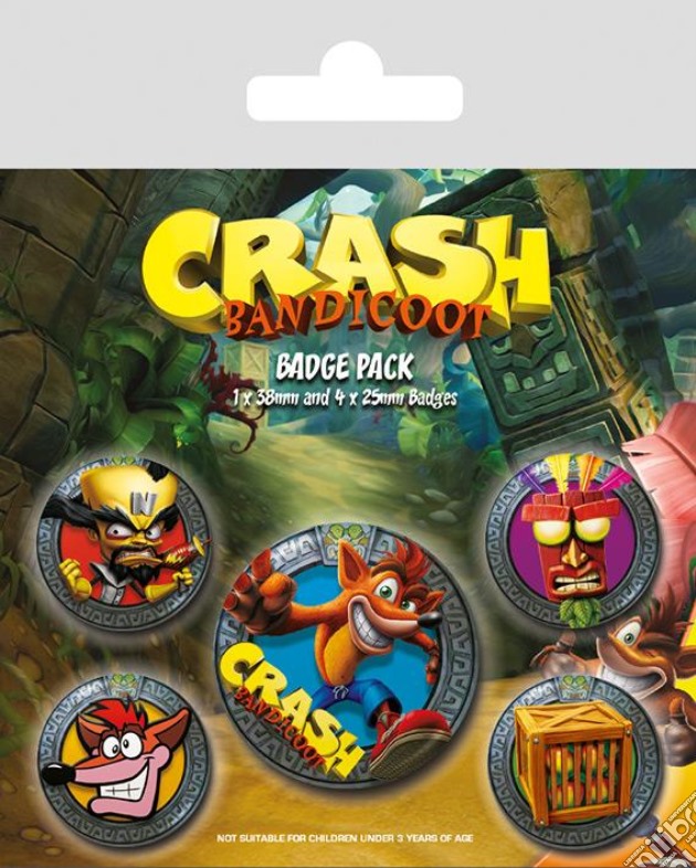 Crash Bandicoot (Pop Out) Badge Pack Badges gioco di Pyramid