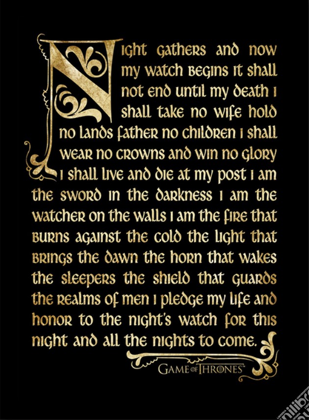 Game Of Thrones - Season 3 - Nightwatch Oath (Stampa In Cornice 30X40 Cm) gioco di Pyramid