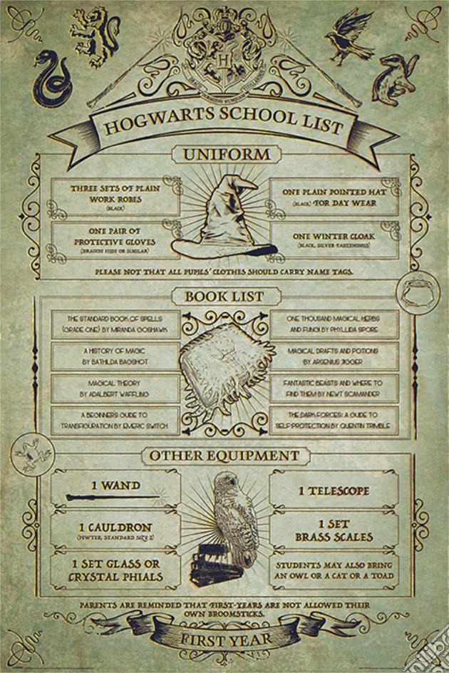 Harry Potter - Hogwarts School List (Poster Maxi 61X91,5 Cm) gioco di Pyramid