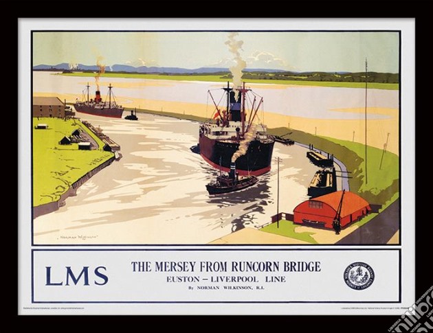 Liverpool (The Mersey From Runcorn Bridge By Norman Wilkinson) (Stampa In Cornice) gioco di Pyramid