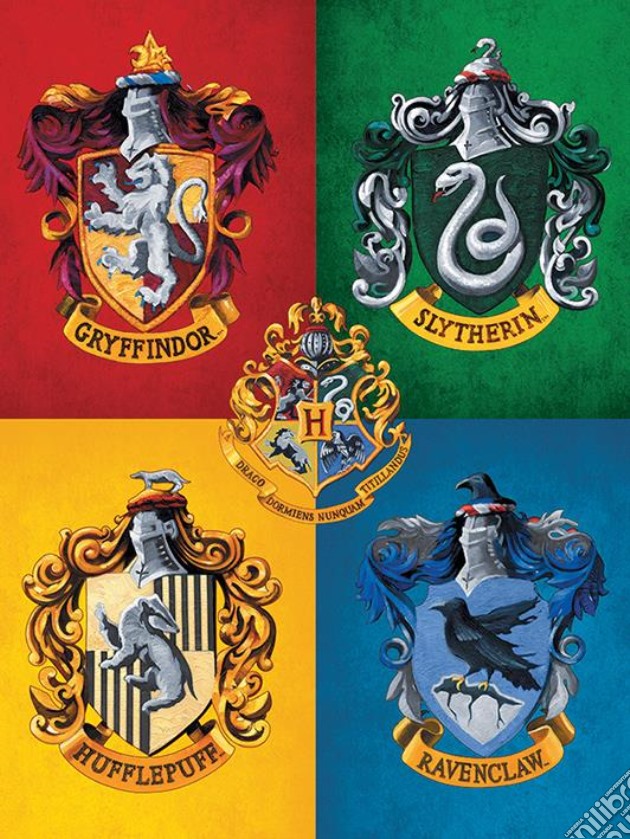 Harry Potter (Colourful Crests) 30X40  (Stampa Su Tela) gioco