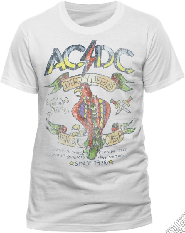 Ac/Dc - Dirty Deeds Parrot Mens Whitel (T-Shirt Uomo XL) gioco di CID