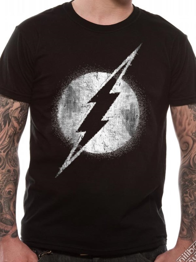 The Flash - Logo Mono Distressed (unisex Tg. L) Tshirt gioco