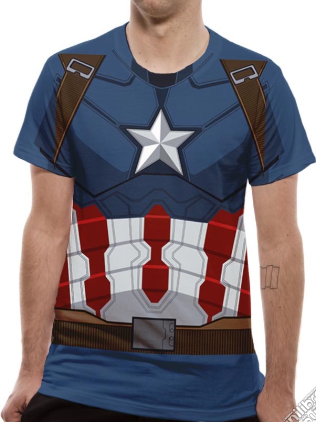 Civil War - Captain America Suit Costume (unisex Tg. S) Tshirt gioco
