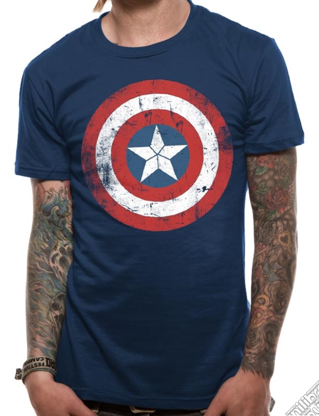 Civil War: Cap Sheild Distressed (T-Shirt Unisex Tg. L) gioco