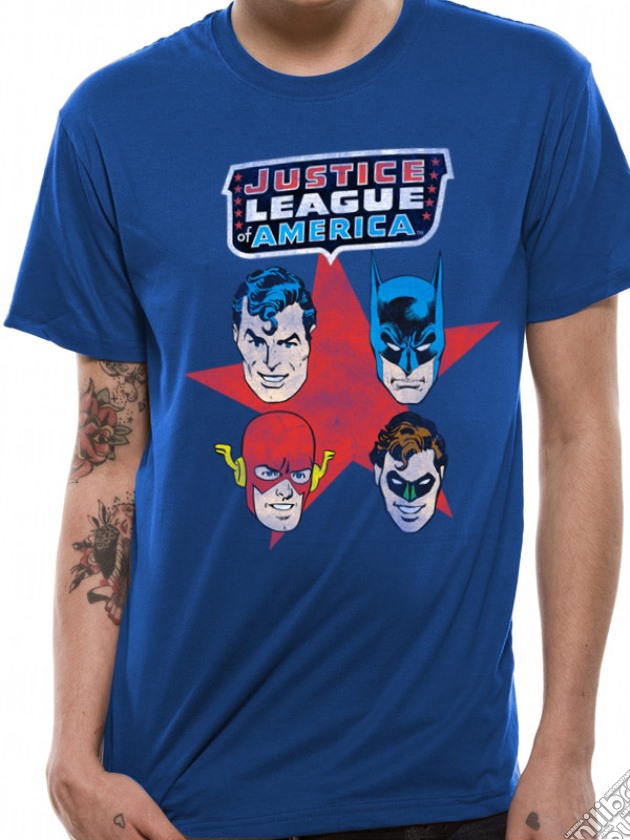 Justice League - 4 Faces (T-Shirt Unisex Tg. L) gioco di CID